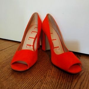 Bright orange Elle peep toe heels in Size 7.5 UK